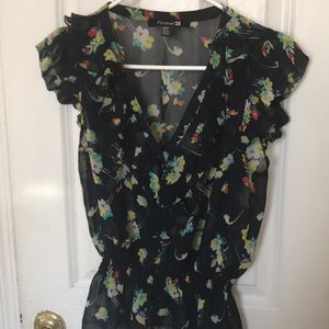 Sheer, floral dress shirt